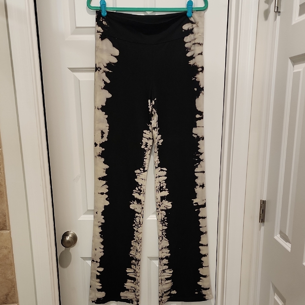 Stylish Black and Cream Boot Cut Pants - these pants are size L/XL